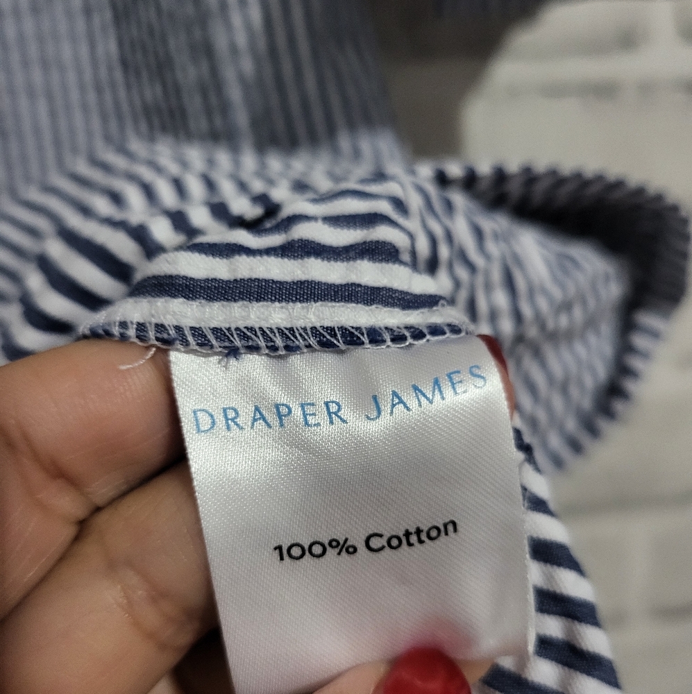 Draper James Seer Sucker Stripe Button Shift Dress Size 4 - Picture 9 of 9